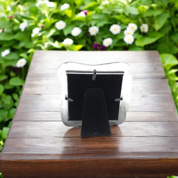 Vintage PINK ENAMEL & CRYSTALS Metal Square Picture Frame 3.5 x 3.5 picture - Picture 4 of 5